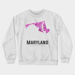 Maryland state map abstract pink Crewneck Sweatshirt